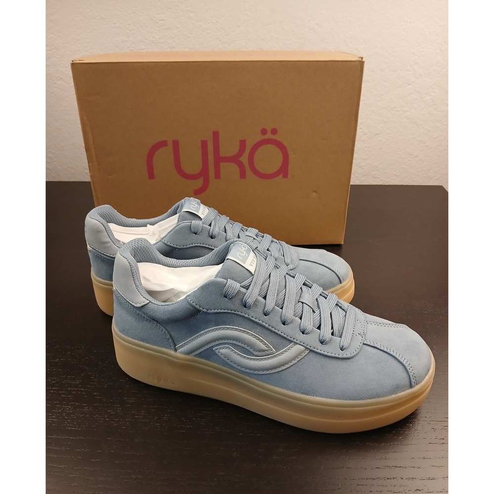 Ryka Viv Max Women 8 Wide Dust Blue Suede Platform Sneakers J5724F1401 NEW